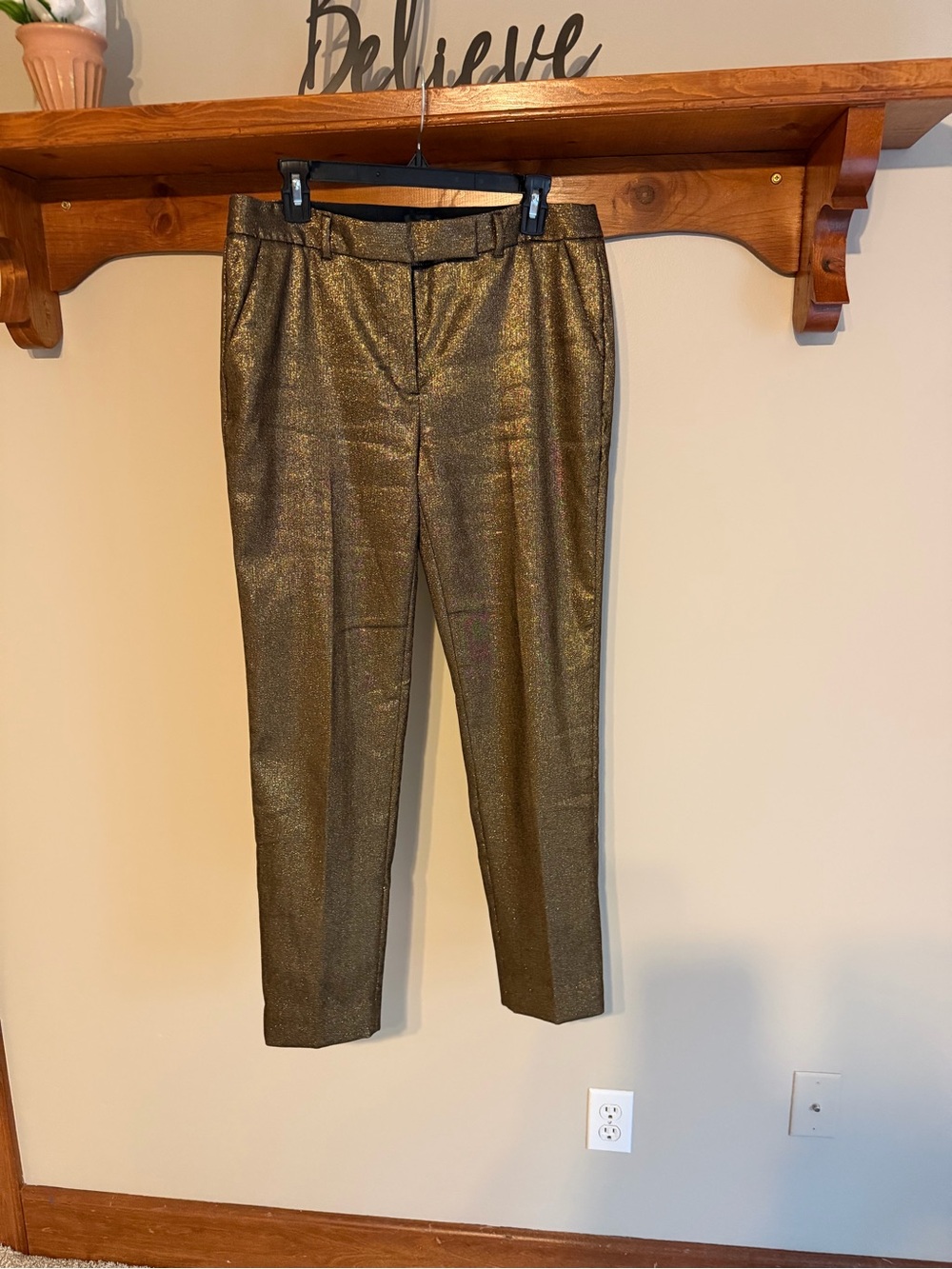 Shimmery Metallic Gold Slim Trousers